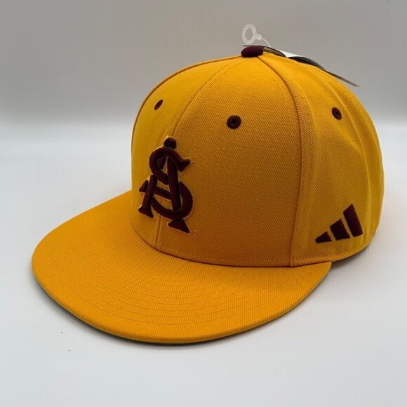 Arizona State Sun Devils NCAA Gold Adidas Fitted Hat Mens 7 5/8 New - Picture 1 of 5